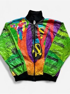 Vintage 1990s Multicolor Seattle Washington Windbreaker cycling Jacket XL